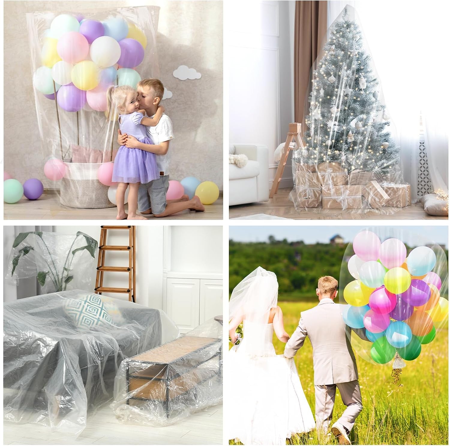 2Pcs 98 X 59 Inch Large Balloon Bags for Transport, Big Plastic Balloon Storage Bag Big Clear Balloon Drop Carrying Bag for Wedding Birthday Baby Showers Celebration Party Supplies