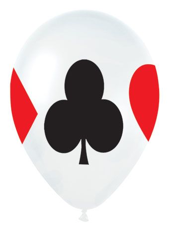 11" SEMPERTEX CASINO CARD SUITS WHITE (BAG50)