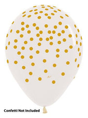 11" Sempertex Crystal Clear With Gold Confetti Ink 50ct #53277