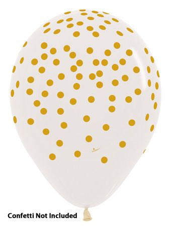 11" Sempertex Crystal Clear With Gold Confetti Ink 50ct #53277