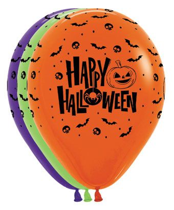 11" Sempertex Happy Halloween Night Assorted Print Balloons 50 Bag #53460