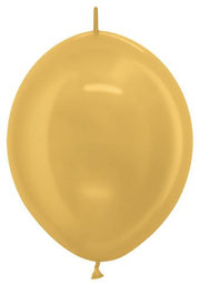 12" Link-O-Loon Sempertex Metallic Gold Balloons 50 Bag #54082