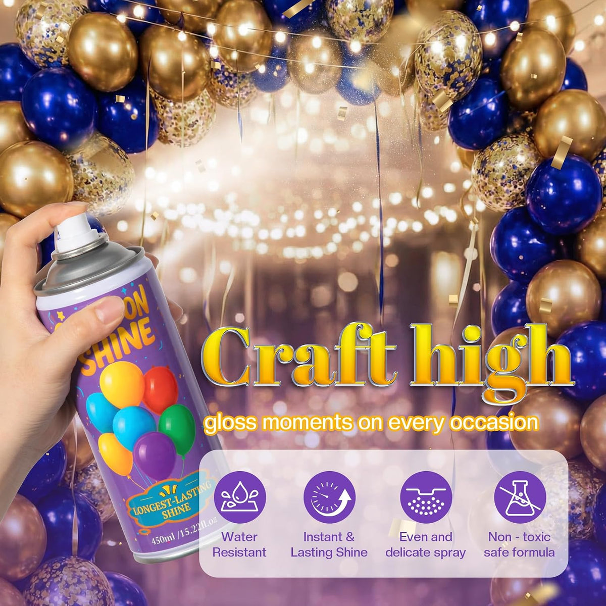Balloon Shine Spray - 15 Oz Silicone Formula for Parties