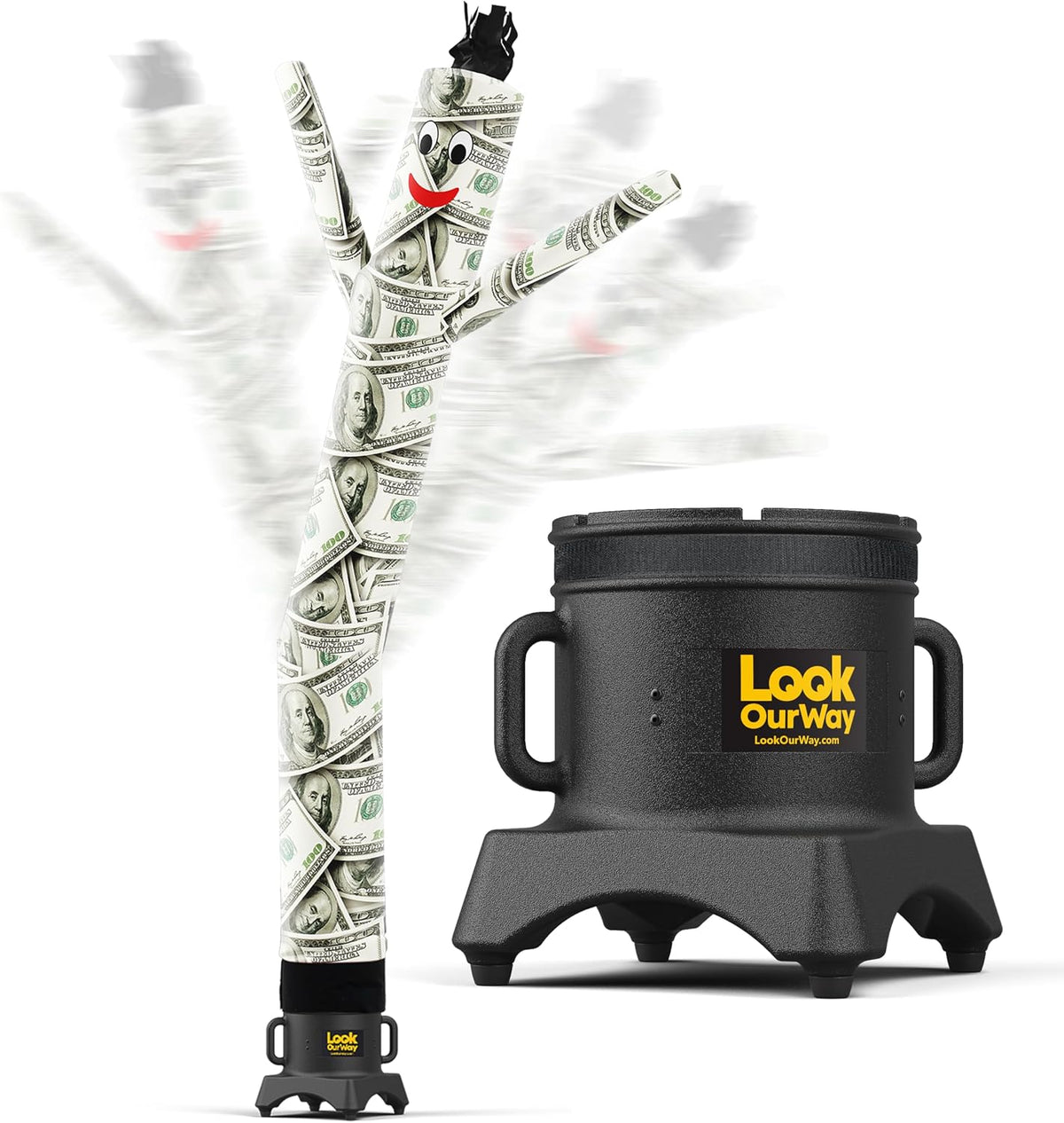 Air Dancers Wacky Waving Inflatable Tube Man - 7Ft Tall Inflatable Dancing Man with Weather-Resitant Blower for Business Advertising - Character Money Theme - Billionaire