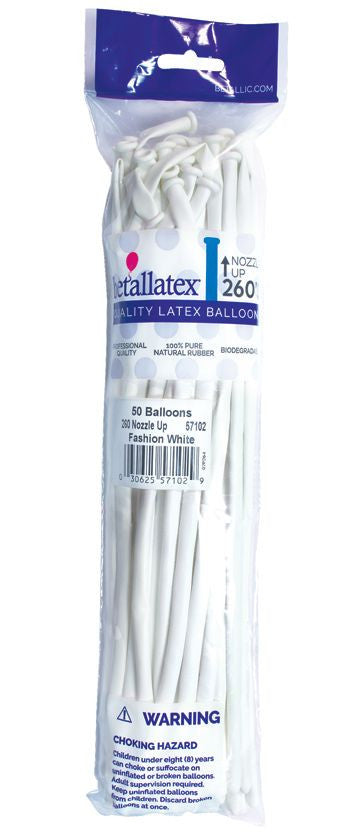 260B White Sempertex Twisting Balloons 50 Bag #57002