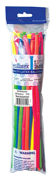 260B Sempertex Twisters Neon Assorted 50 Bag #57150