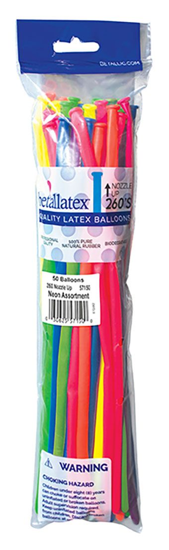 260B Sempertex Twisters Neon Assorted 50 Bag #57150