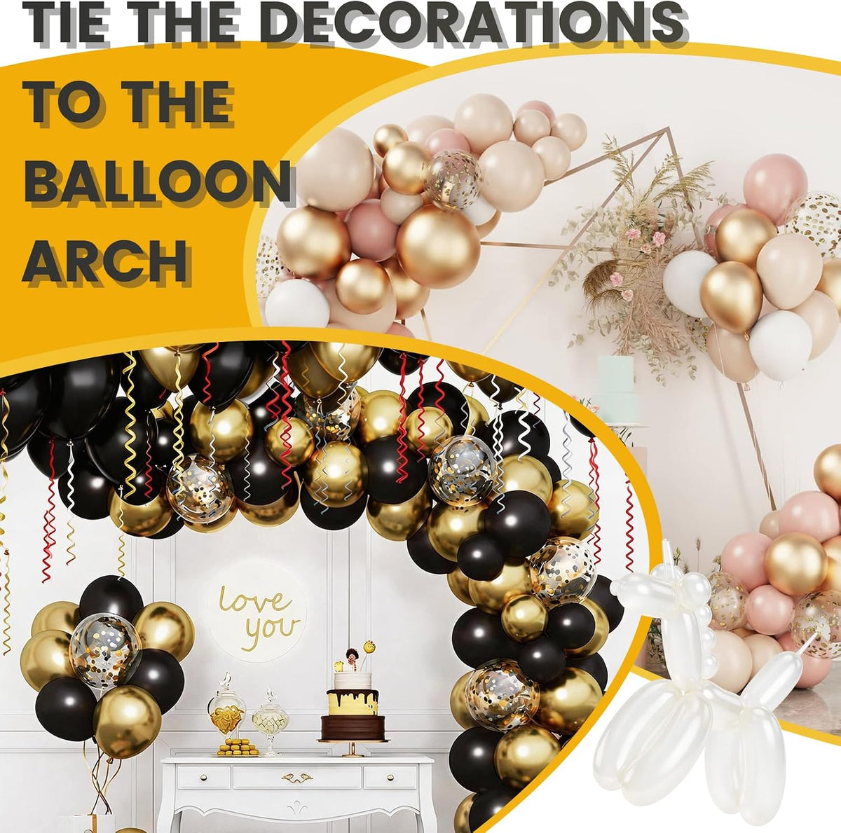 12-Pack Black Balloon Arch Clips - Balloon Arch Kit for Elegant Party Decorations
