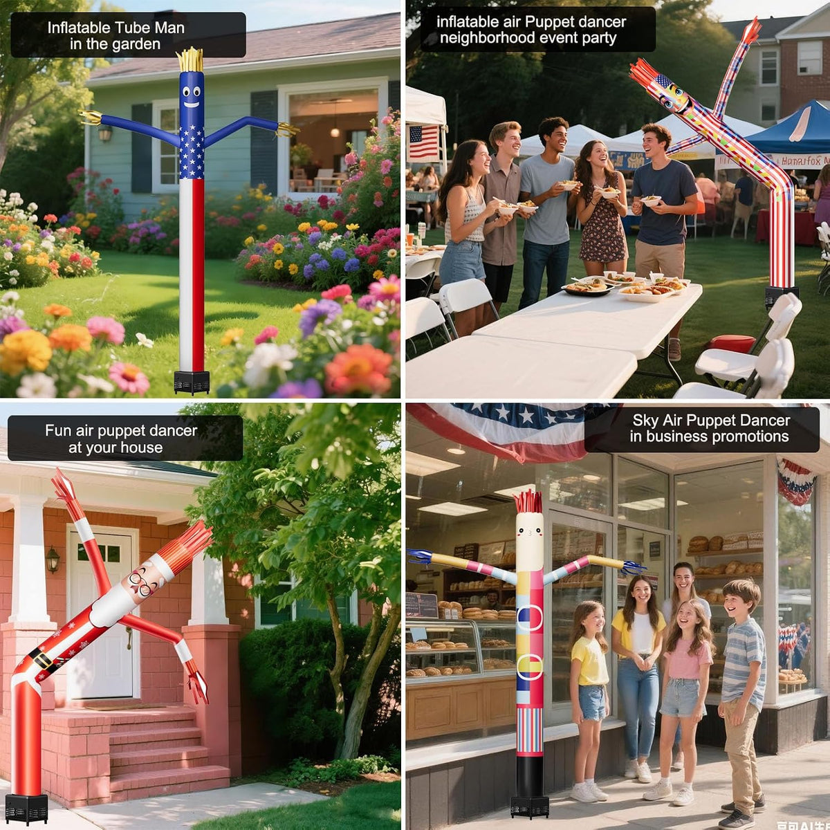 7FT Inflatable Tube Man with 1Pc Blower & 2Pc Dancer, Sky Air Waving Puppet Dancer, Blow up Wacky Wavy Inflatable Flappy Arm Guy for Party, Amusement Park,Outdoor Decoration Advertising