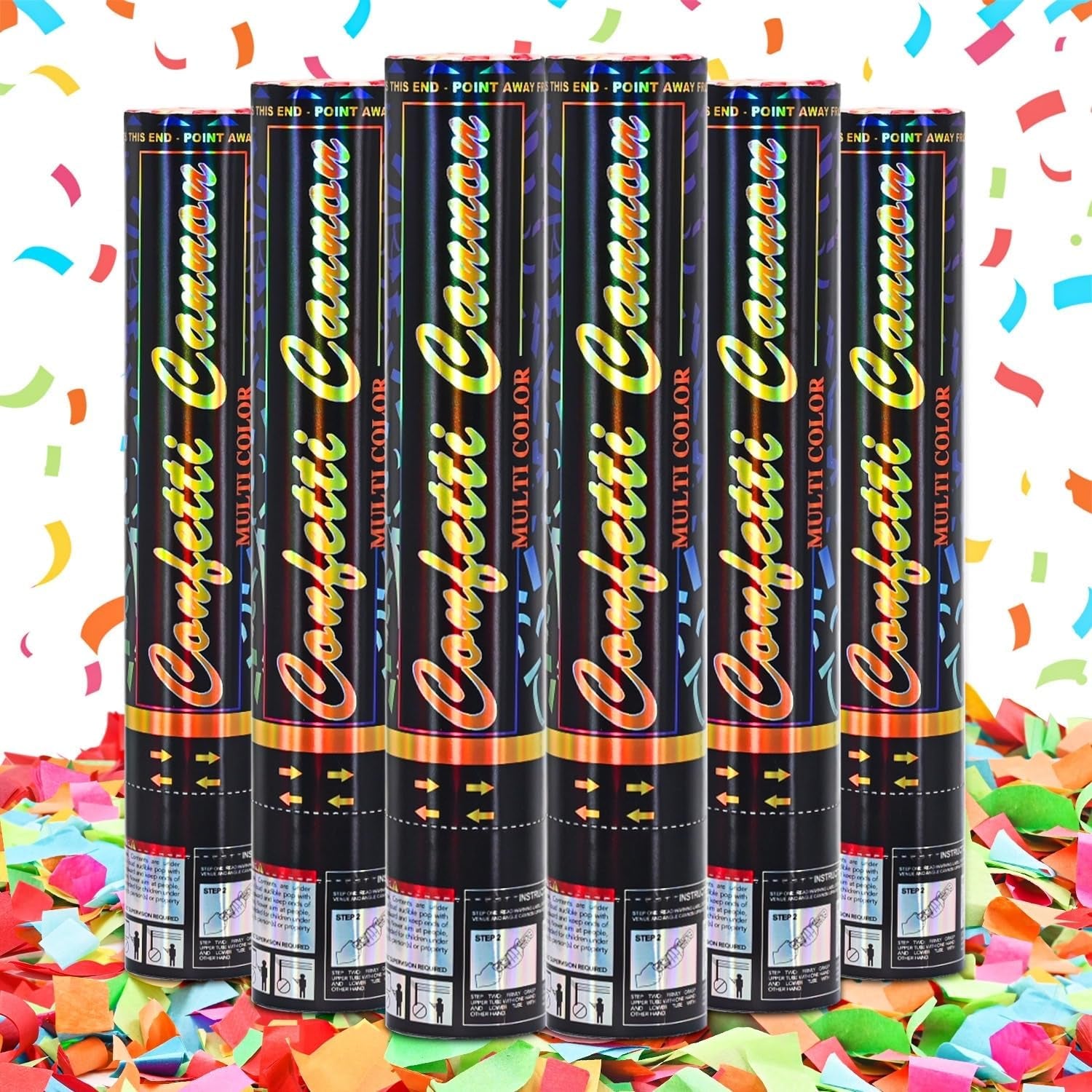 Confetti Cannon 12 Inch Party Poppers 6 Pack Multicolor Confetti Poppers Party Confetti Shooters for Birthday Wedding Graduation New Years Celebration Decorations Twist Confetti Cannons Party