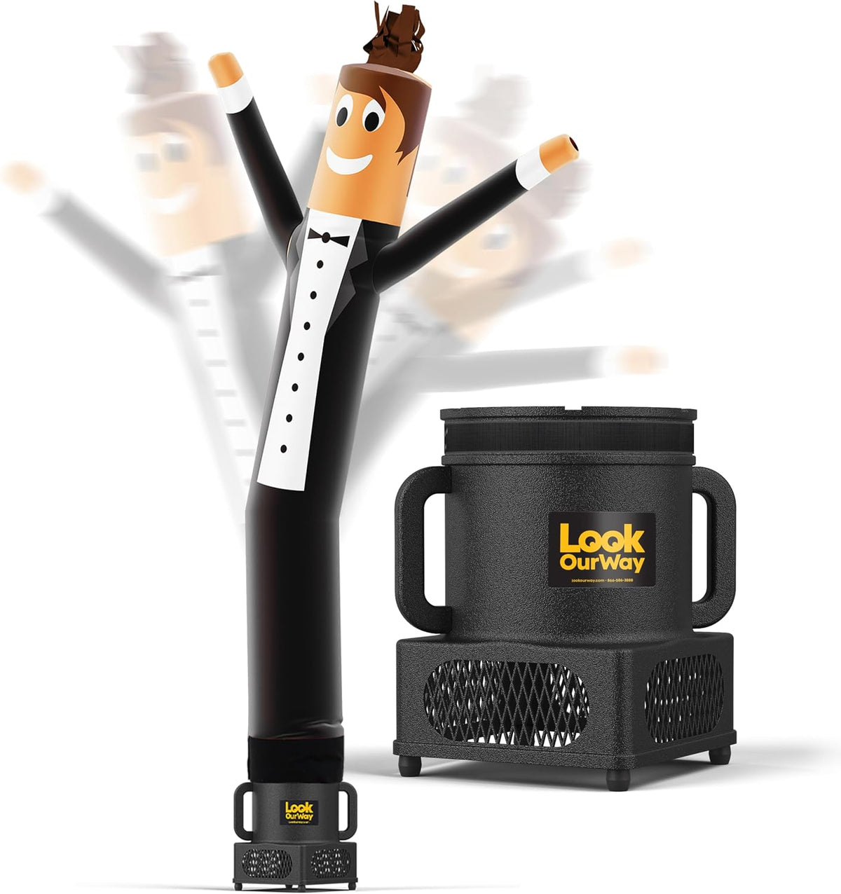 Air Dancers Wacky Waving Inflatable Tube Man - 7Ft Tall Inflatable Dancing Man with Weather-Resitant Blower for Business Advertising - Character Money Theme - Billionaire