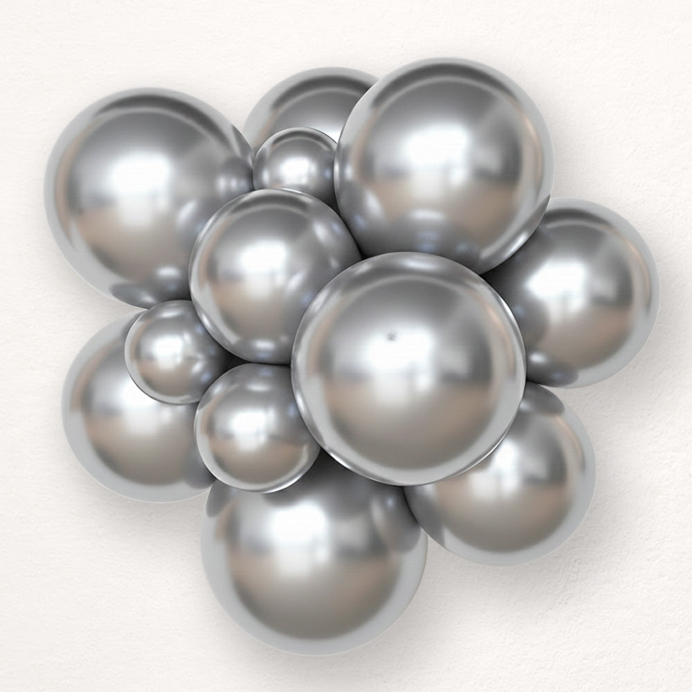 5" Glossy Silver Premium Quality Latex Balloons 100 per bag #17400