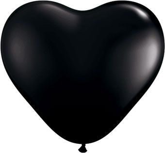 "SALE" 6" Qualatex Onyx Black Latex Hearts 100 Bag #60572