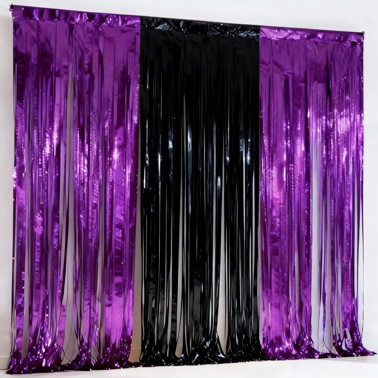 3-Pack Black Gold Foil Fringe Curtain,Party Decoration Streamer | 9.9*6.5Ft Party Backdrop,Birthday Tinsel,Happy Retirement Back Drop,Graduation ,Farewell,Summer Back to School