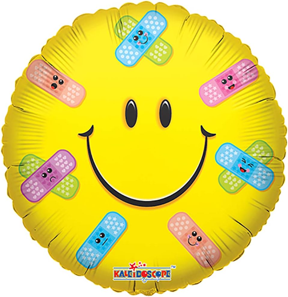 18" Get Well Smile Face Band Aids Helium Foil Balloon (5 pack) #19286