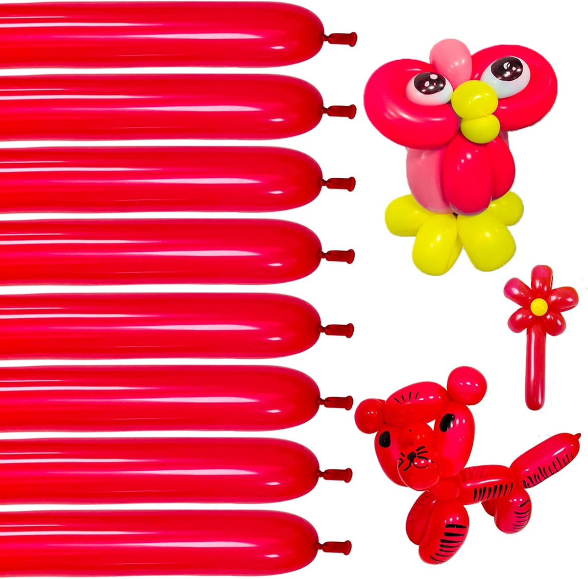 Premium Black 260Q Latex Balloons - 100 Pack for Twisting Animal Models, Ideal for Halloween, Christmas, Weddings, and Birthdays