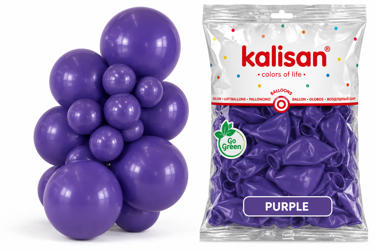 18" Kalisan Standard Violet Latex Balloons 25 Count Bag - SKU #71643