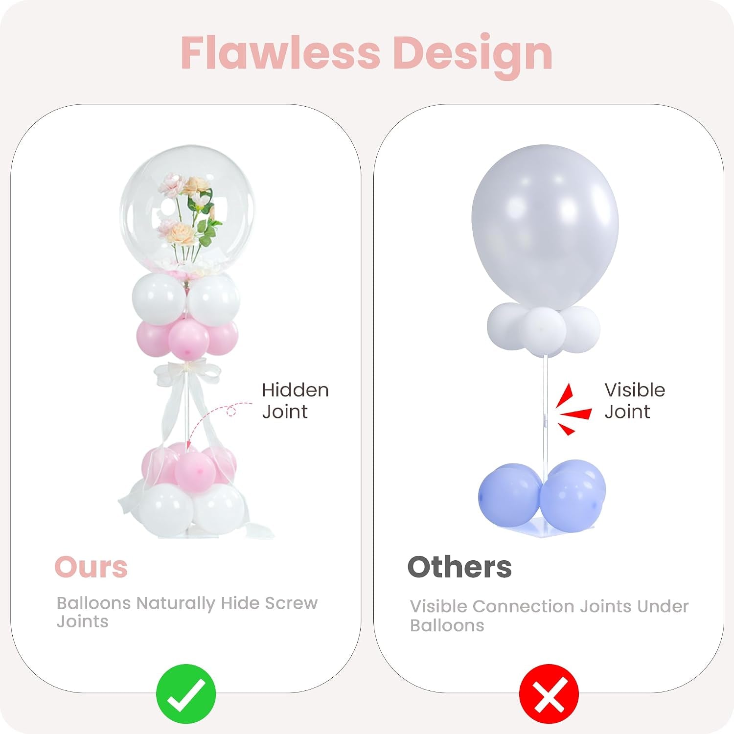 Balloon Stands for Table Set of 10, Adjustable Height 15.75 Inch, 23.62 Inch Balloon Centerpiece Stand, Acrylic Balloon Stick Holder with Base for Party Decorations (Balloons Not Included)