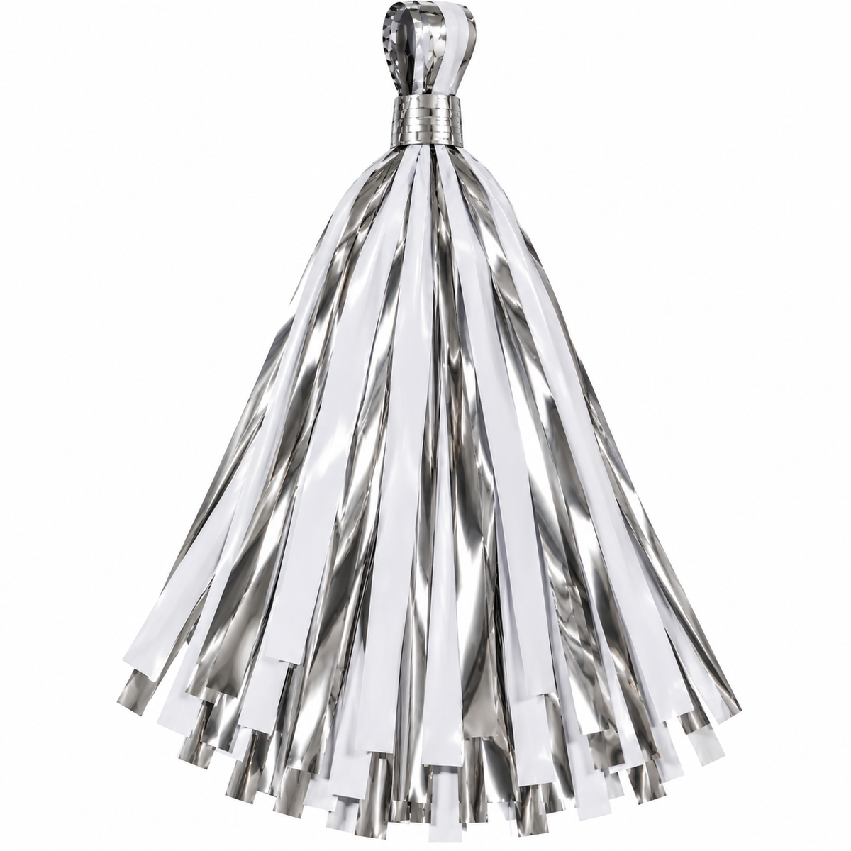 12" Balloon Tassel Silver & White 12 Pack #LGTASLPH