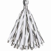 12" Balloon Tassel Silver & White 12 Pack #LGTASLPH