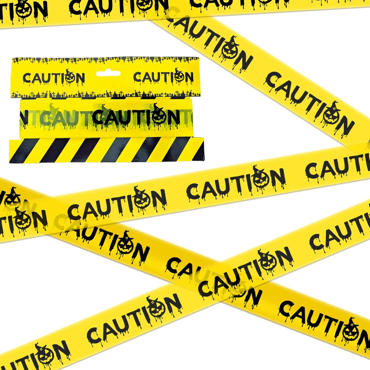 Halloween Decorations Caution Tape,Yellow&Black Caution Hazard Warning Tapes Roll Scary Zombie Safety Indoor&Outdoor Crime Scene DIY Barricade-Party/Door/Tree/Yard/Danger Area/Haunted Houses-3In*82Ft