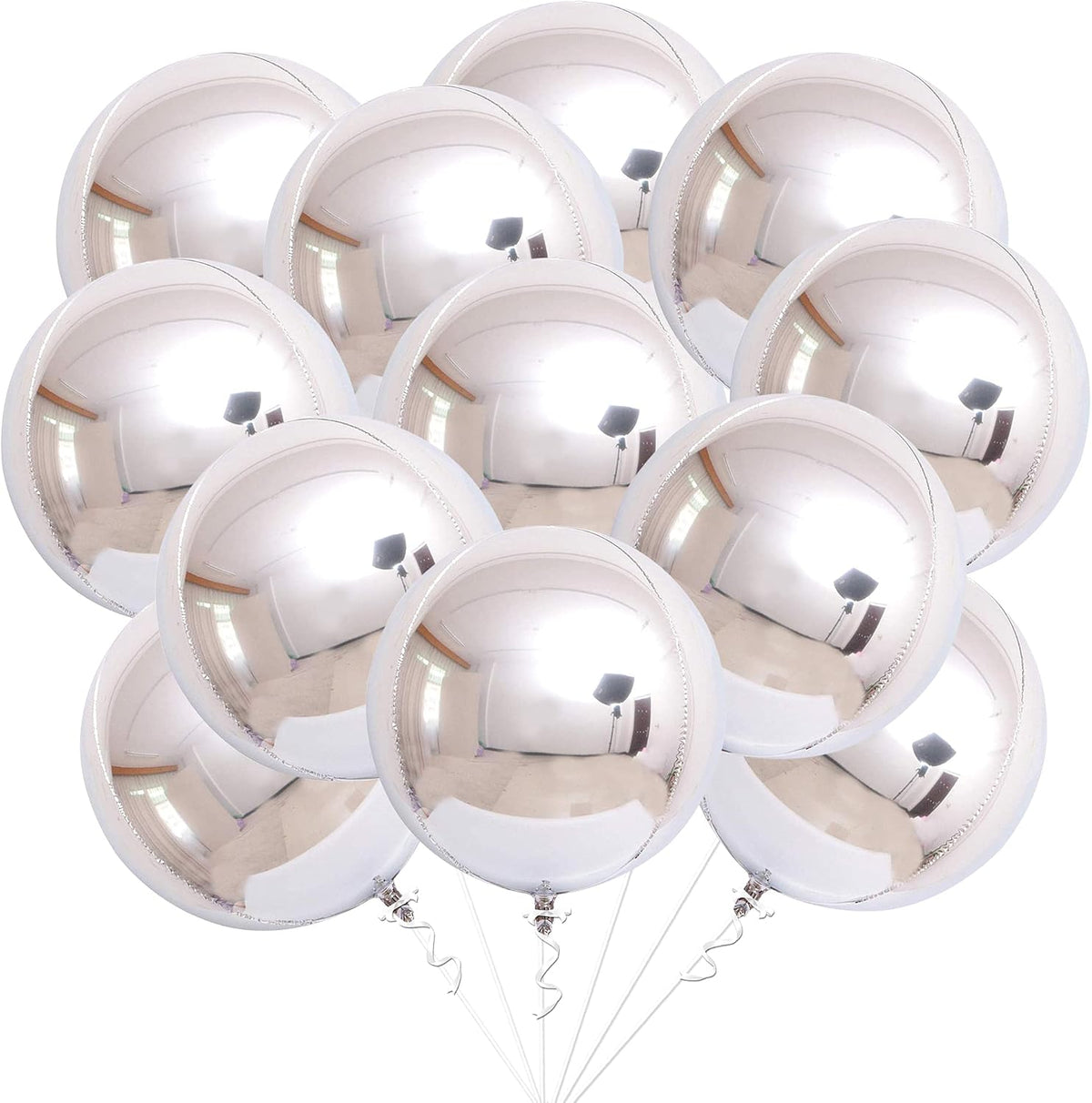 22-Inch Black Mylar Round Foil Balloons - Pack of 12