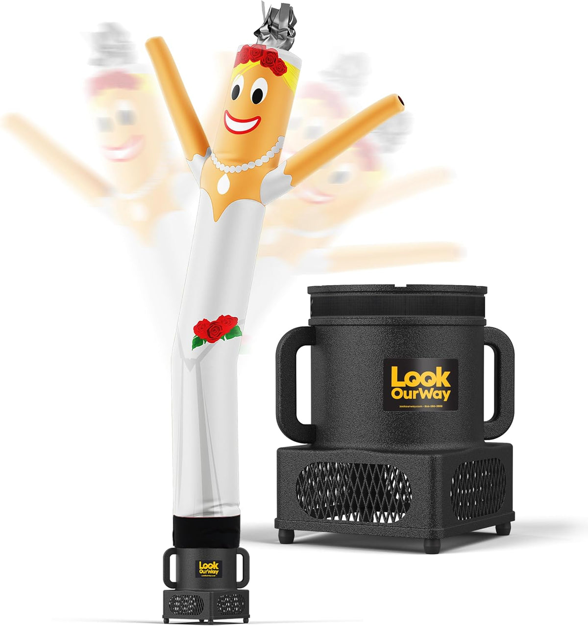 Air Dancers Wacky Waving Inflatable Tube Man - 7Ft Tall Inflatable Dancing Man with Weather-Resitant Blower for Business Advertising - Character Money Theme - Billionaire