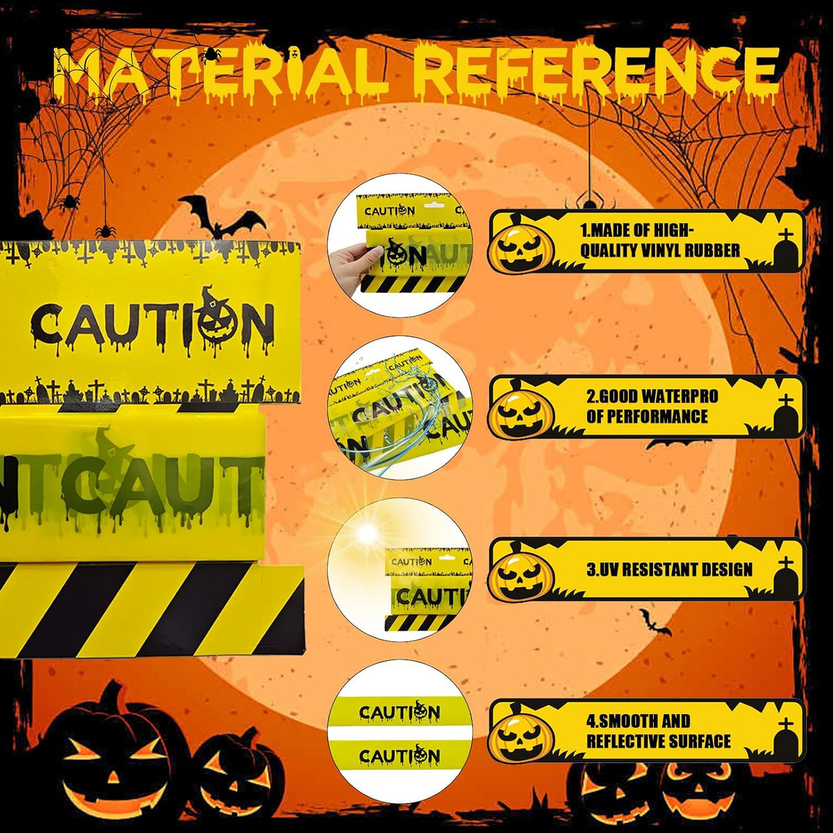 Halloween Decorations Caution Tape,Yellow&Black Caution Hazard Warning Tapes Roll Scary Zombie Safety Indoor&Outdoor Crime Scene DIY Barricade-Party/Door/Tree/Yard/Danger Area/Haunted Houses-3In*82Ft