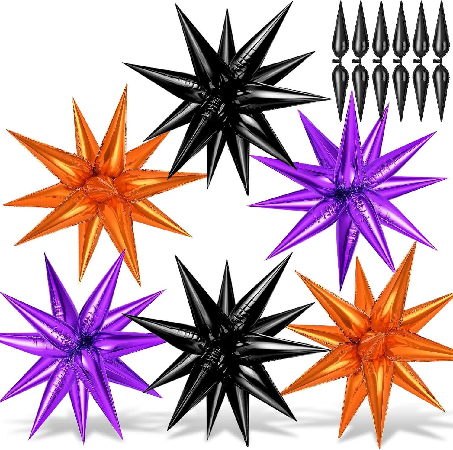 74 PCS Silver Star Balloons, 12 Point Star Foil Mylar Balloons Spike Explosion Cone Balloon for Party Decorations Supplies, Birthday, Wedding, Baby Shower, Graduation Balloon 2025