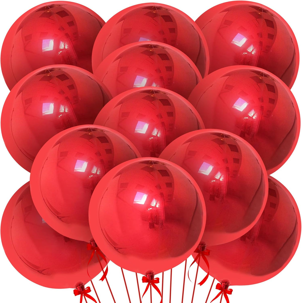 22-Inch Black Mylar Round Foil Balloons - Pack of 12