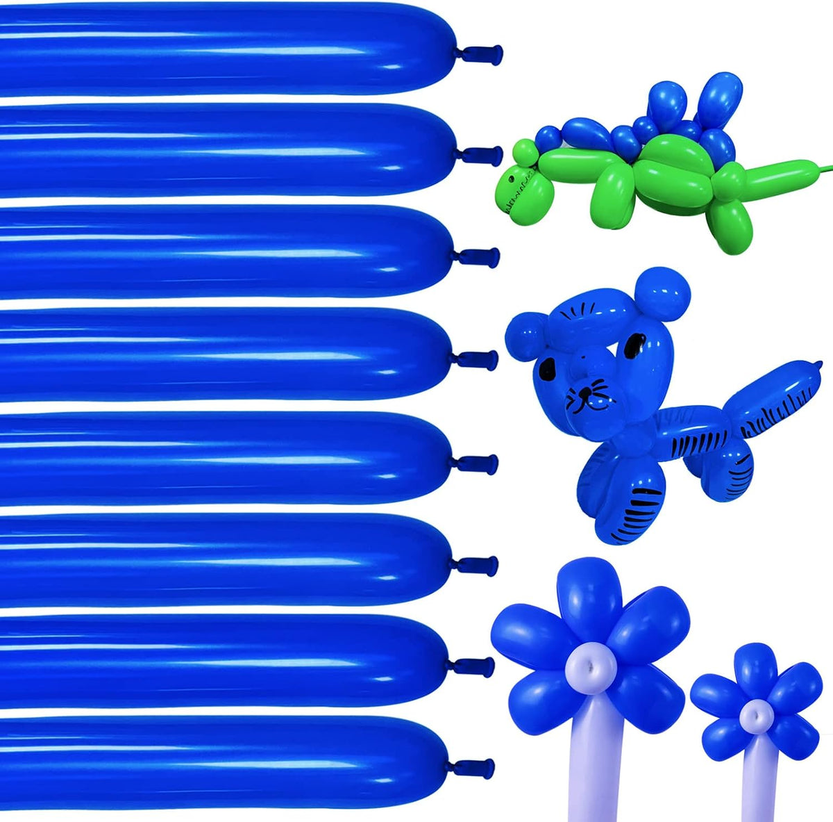 Premium Black 260Q Latex Balloons - 100 Pack for Twisting Animal Models, Ideal for Halloween, Christmas, Weddings, and Birthdays