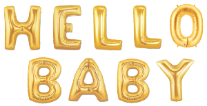 16" Mini Air Fill Gold "HELLO BABY" Balloon Kit- Includes 9 Balloons image 0