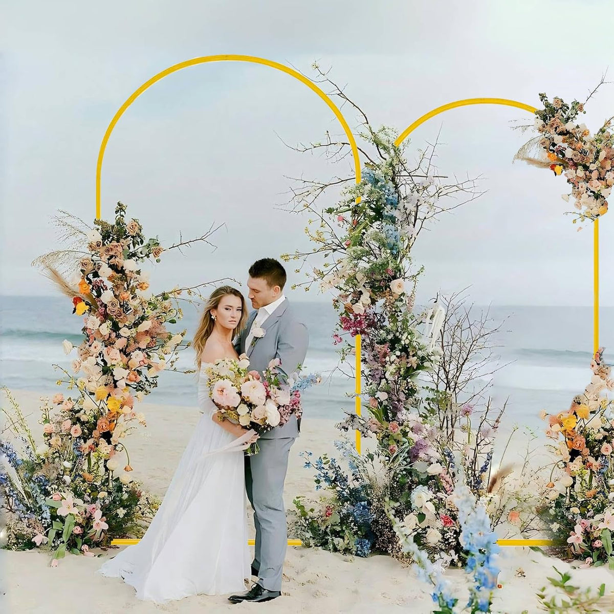 7.2FT and 6.6FT Metal Wedding Arch Backdrop Stand Set for Events, Parties, and Ceremonies