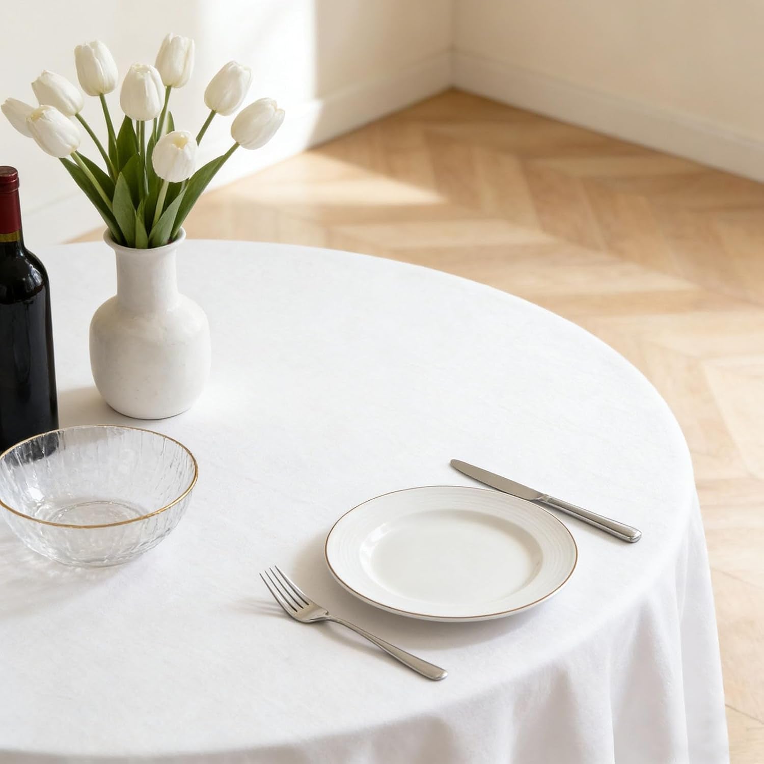 12 Pcs Disposable Tablecloths,84 Inch round Table Covers, Red Black White Plastic Tablecloths Bulk, Table Cover for Birthday Wedding Anniversary Graduation Party Decorations Supplies