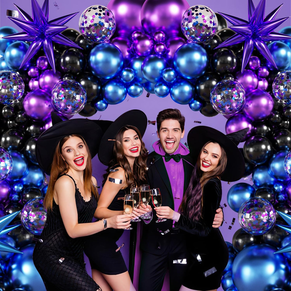 Black Purple Blue Balloon Arch Kit for Birthday Decorations
