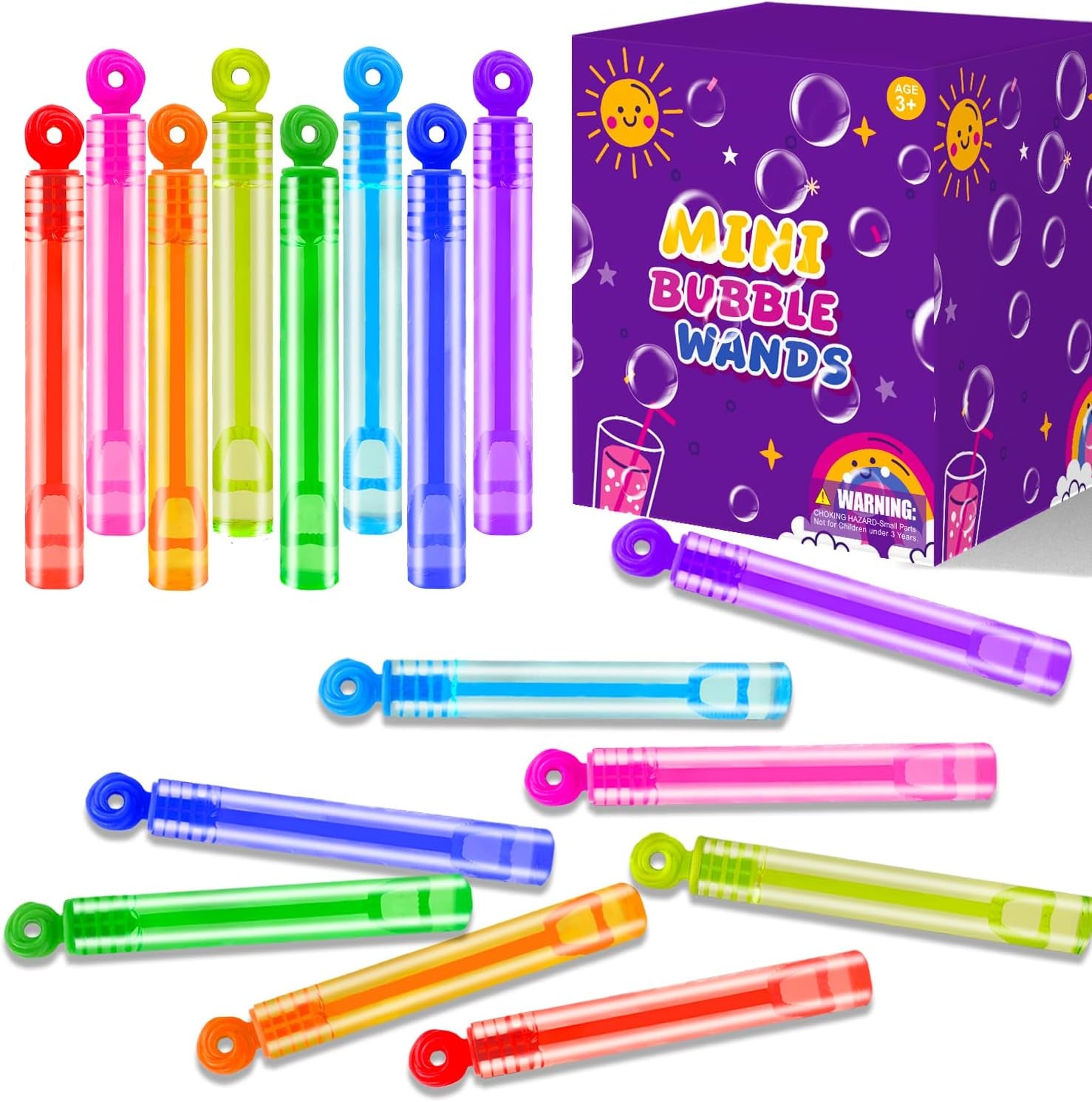 Mini Small Bubbles Wands Toys Gift Bulk 64 Pack-Bubble Party Favor Supplies | Bulk Kids Toddler Non Candy Trick or Treats Goodie Prizes for Halloween Birthday Wedding Parade Throws Giveaways Handouts