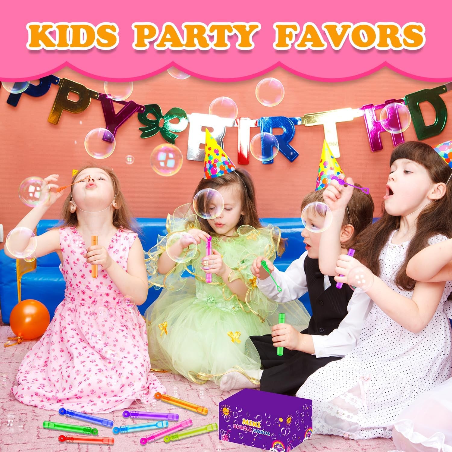 Mini Small Bubbles Wands Toys Gift Bulk 64 Pack-Bubble Party Favor Supplies | Bulk Kids Toddler Non Candy Trick or Treats Goodie Prizes for Halloween Birthday Wedding Parade Throws Giveaways Handouts