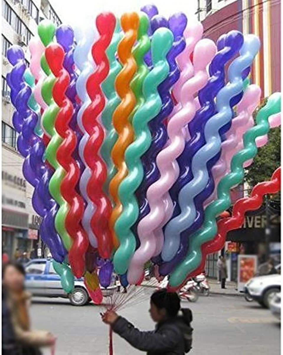 Spiral Latex Balloons, Multicolor Party Decorations, Assorted Colors, Twist Shape 100 Pcs for Children'S Birthday Decoration (100)
