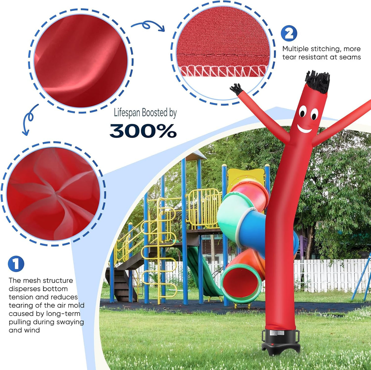 12FT Inflatable Dancing Man with 3/4HP Blower, Highly Durable and Tear Resistant Polyester Polyamide Nylon Inflatable Man Dancing, Waving Inflatable Tube Guy