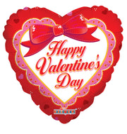 18" Happy Valentine's Day Red Bow Foil Balloon (5 Pack)#81167
