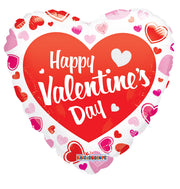 18" Happy Valentine's Day White Many Hearts Foil Balloon (5 Pack)#81181