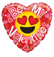 18" Be My Valentine Emoji Heart Shape Gellibean Helium Balloon (5 Pack) #81254-18