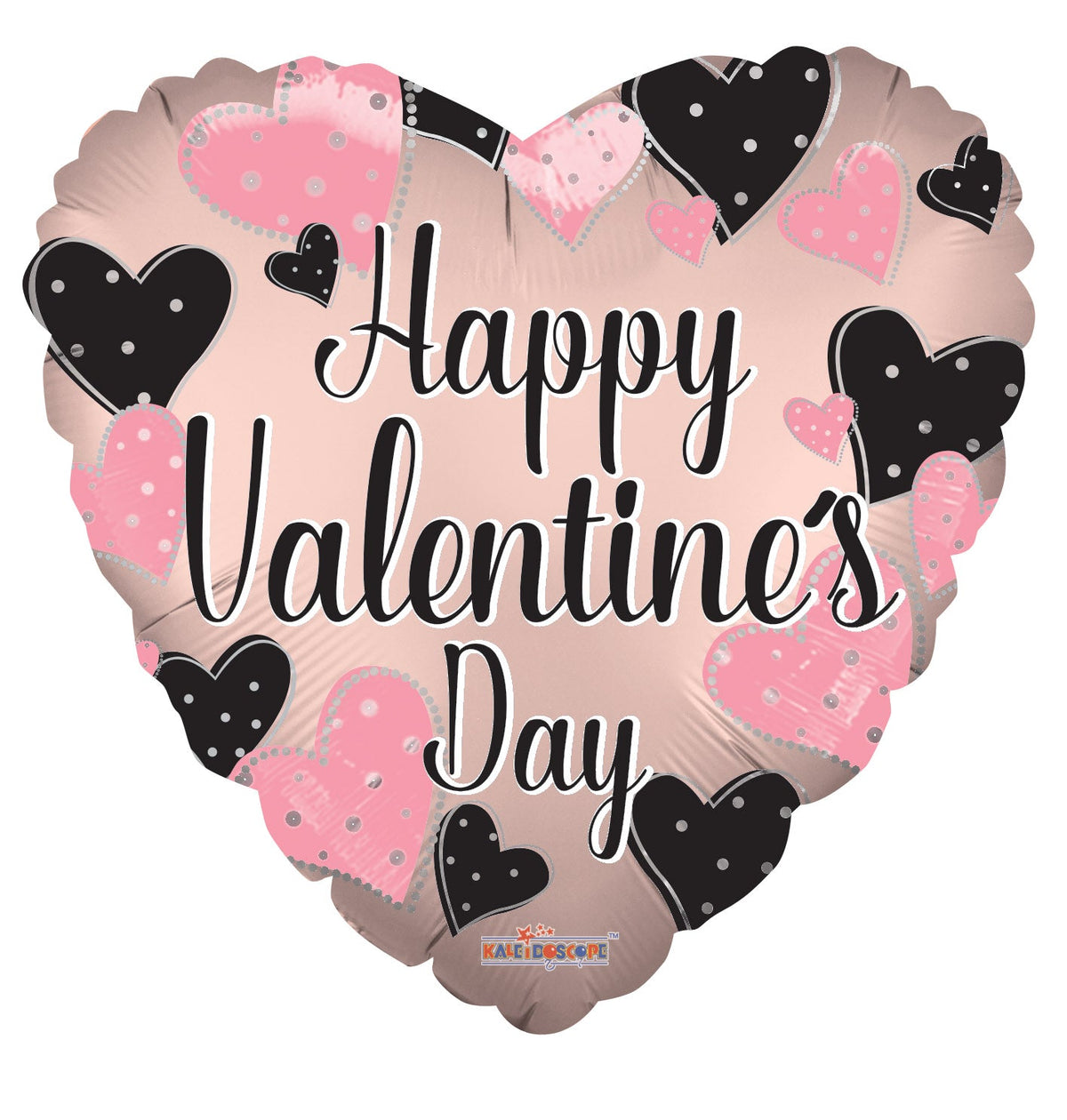 18" Happy Valentine's Hearts Pink & Black Hearts Foil Balloon (5 Pack)#81265-18