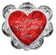 26" Large Shape Valentine Ruffled Heart Helium Foil (1 PACK) #81297-26
