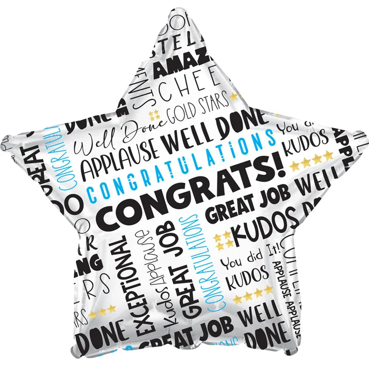 18" Congrats Star Shape Foil Helium Balloons (5 Pack) #814042