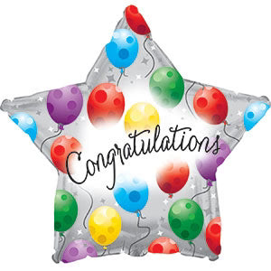 18" Congratulations Star Shape Foil Helium Balloons (5 Pack) #814179