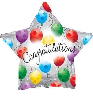 18" Congratulations Star Shape Foil Helium Balloons (5 Pack) #814179