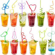 Summer-Beach-Pool-Party-Favors-Supplies-Straw-Fun-Silly-Crazy-Straws-For-Kids-24Pcs Reusable Cute Twisty Curly Drinking Straw Bulk for Wedding, Holiday Birthday Bachelorette Party Decorations