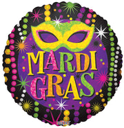 18" Mardi Gras Beads & Mask Helium Foil Balloon (5 Pack) #82072