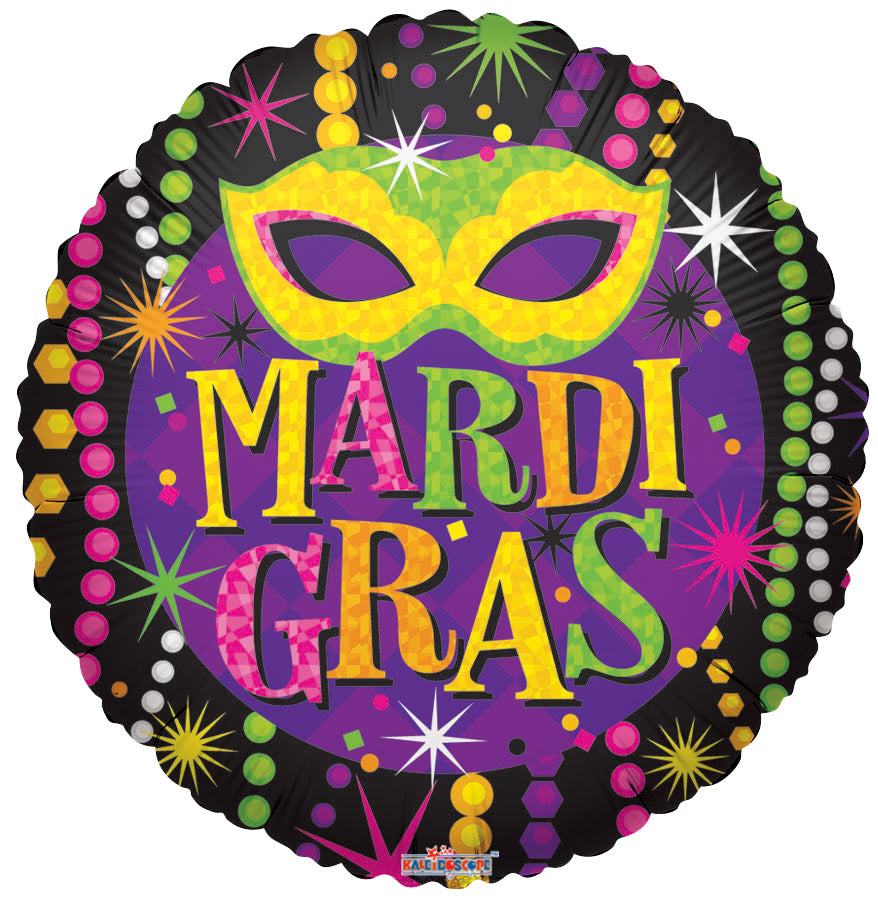 18" Mardi Gras Beads & Mask Helium Foil Balloon (5 Pack) #82072